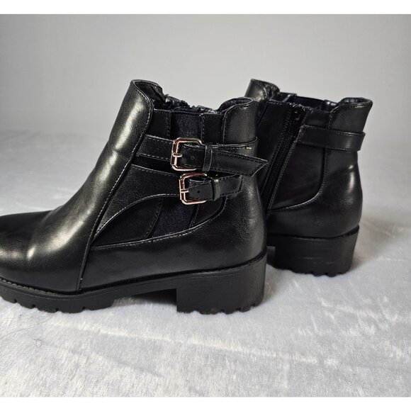 Elditas Women's Black Ankle Booties Size 9M Shelly Side Zip Block Heel - Picture 3 of 6